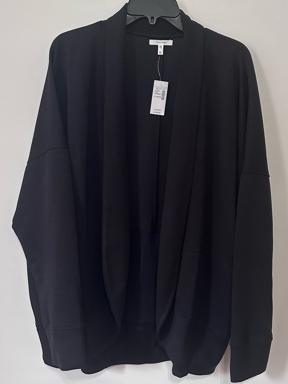 Maurices Black Draped Open-Front Jacket